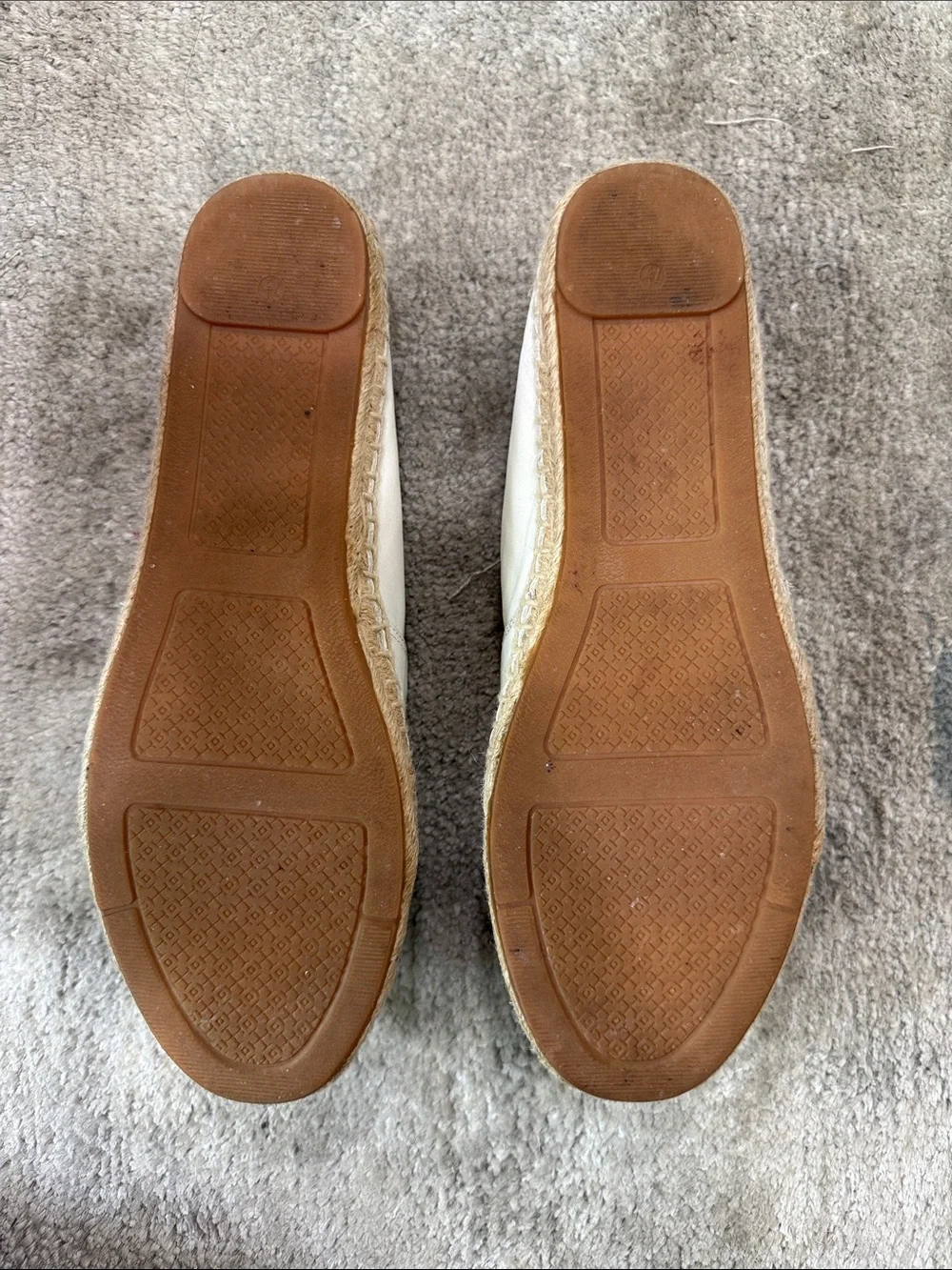 Tory Burch White Leather Espadrille with Black Toe Cap